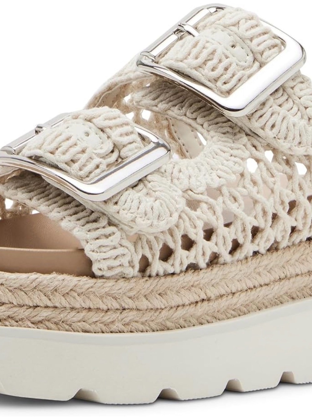Madden Girl Mythical Light Natural Crochet Platform Sandals